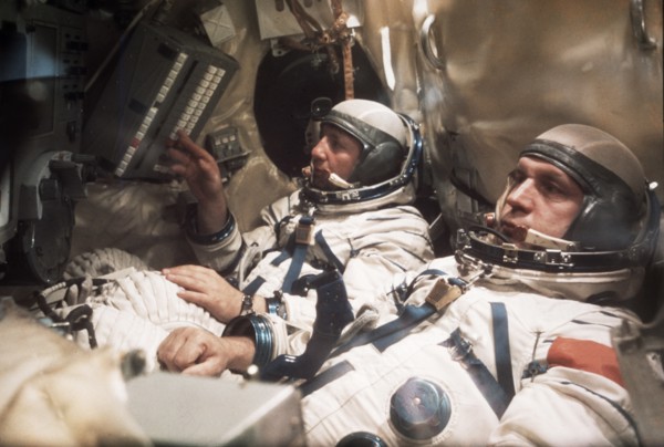 Soviet cosmonauts during the soyuz 26, soyuz 27, salyut 6 space mission, 1978.