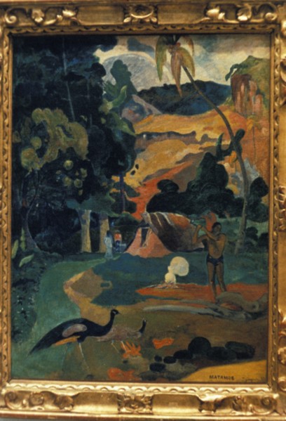 Landscape with peacocks' by paul gauguin in the pushkin museum in moscow, russia.
