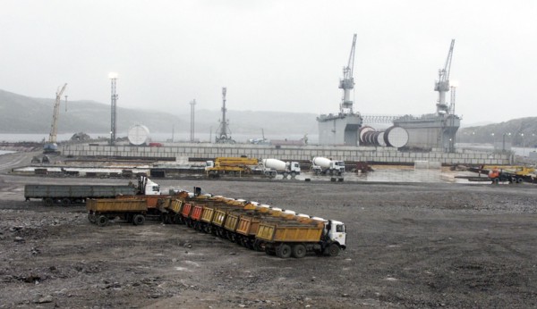 A long-term storage facility for nuclear reactor compartments of decommissioned submarines of russia's northern fleet, the finished part of the facility has been commissioned in saida-gub, murmansk re...