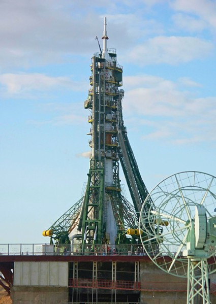 Soyuz tma-9 rocket with the 14th iss crew on board seen before blasting off from a launch pad at baikonur cosmodrome in kazakhstan, september 18, 2006.