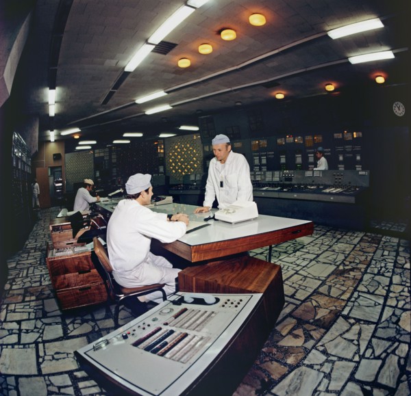 Kiev region, ukrainian ssr, ussr, unit control desk of the chernobyl nuclear power plant, april 18, 1983.