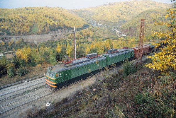Irkutsk region, ussr, a train on the trans-siberian railway, november 1980.