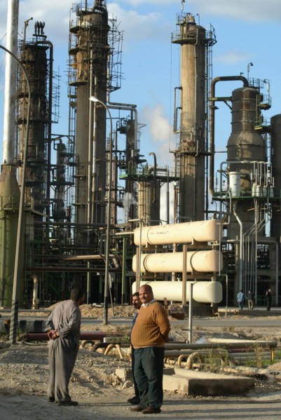 Baghdad, iraq 2/03: oil refinery on the outskirts of baghdad.