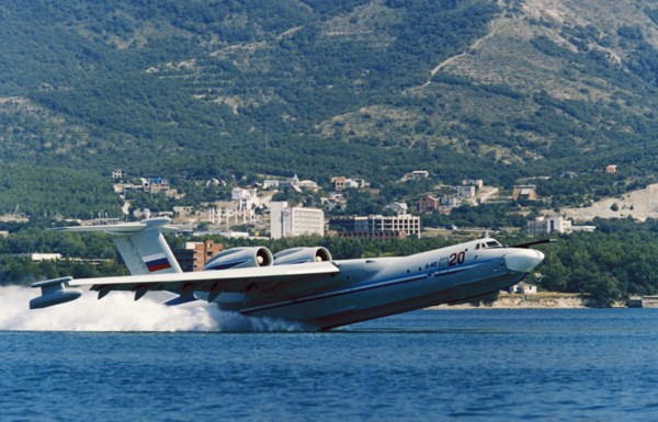 A-40 albatross anti-submarine sea plane, krasnodar region, russia, 1990s.