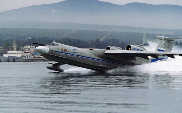A-40 albatross anti-submarine sea plane, krasnodar region, russia, 1990s.