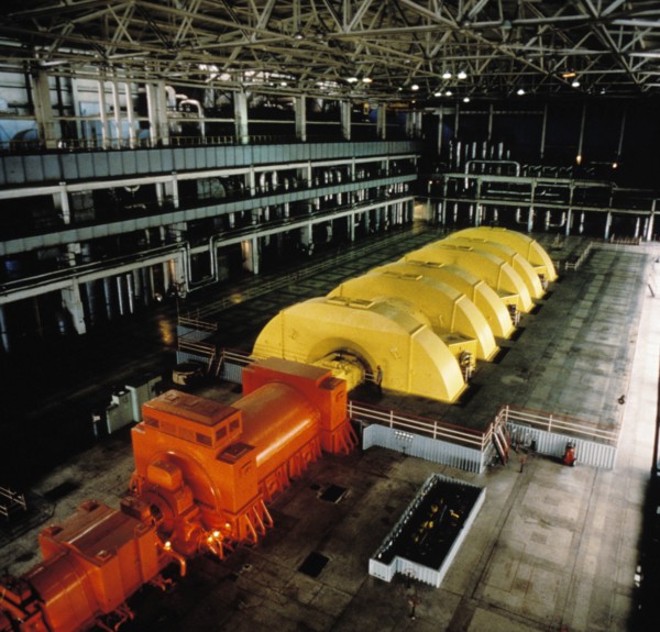 The turbine room of the zaprozhye nuclear power plant, ukraine, december 1993.