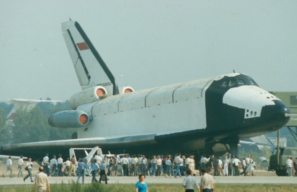 Space shuttle buran on display at an air show.