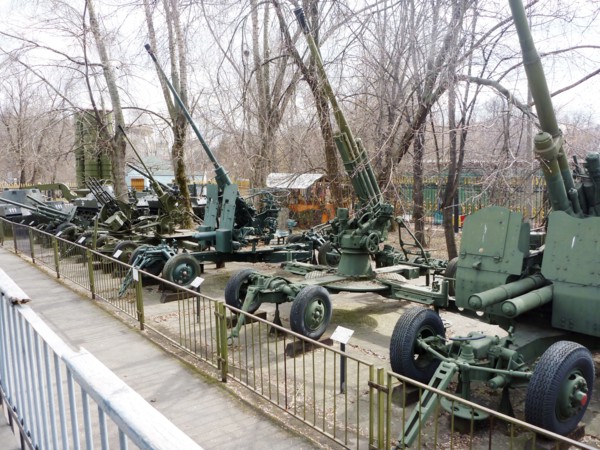 Military hardware on display in the outdoor potion of the central museum of armed forces, moscow, russia, april 2011.