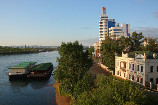 Irkutsk, russia, july, 2011, view of the city of irkutsk and the angara river.