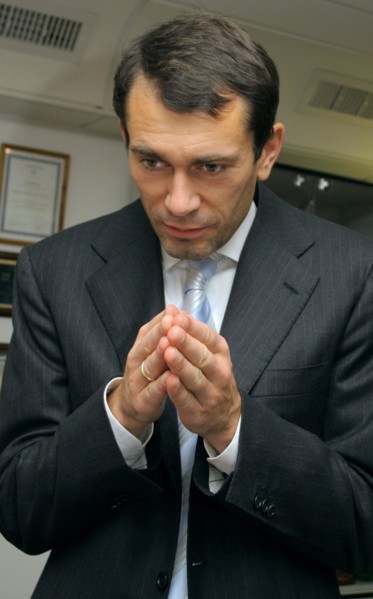 Moscow, russia, october 19, 2006, president of the russia's largest agricultural holding 'razgulyai' group igor potapenko attends a briefing held in the company's head office.