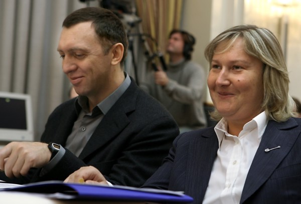 Chairman of the board of rusal oleg deripaska and inteko's owner elena baturina attend the session of the russia's council for the implementation of priority national projects and demographic policy c...