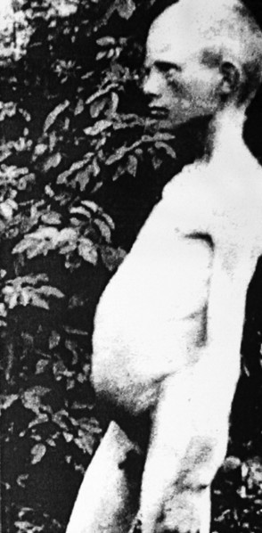 Photo of a starved man  is on view at the exhibition 'declassified memory' in kiev, where documents from the archives of the ukrainian security service on golodomor, or the engineered famine of 1932 -...