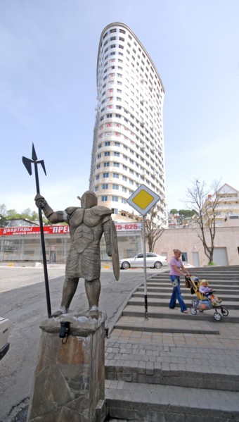 A new apartment house premyer in the kubanskaya street, sochi, russia, april 2008.