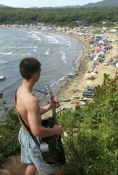 The 26th 'primorie strings' bard songs festival takes place in the 'tri porosyonka' (three little pigs) bay (in picture), bards from siberia and far east gathered here to sing their songs, vladivostok...