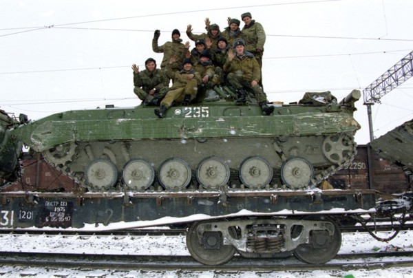 Chechnya, russia 1/3/97: last combat units of rf armed forces are withdrawn from chechnya.