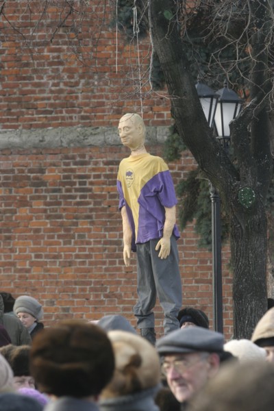 More than 5,000 pensioners toor part  in protest in nizhniy novgorod against the abolishment of social benefits, and higher rent and public utility charges, during the protest a dummy of president vla...