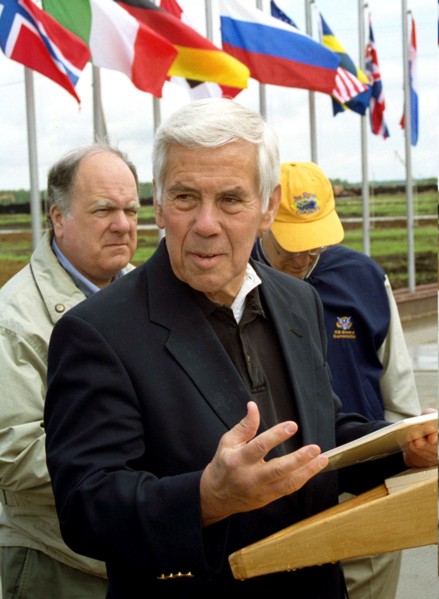 Kurgan region, russia, may 30 2002: richard lugar, head of the delegation of us senators and representatives, pictured during at the shchuchye disposal facility, as a group of the nuclear risk reducti...