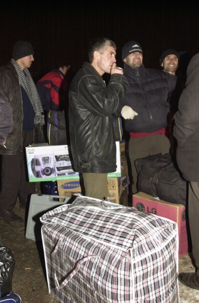 Moscow, russia, november 15 2002: tajik illegal immigrants (in pic) prior to their departure for chkalovsky airport for further deportation, the people's courts of khimki and podolsk districts took th...