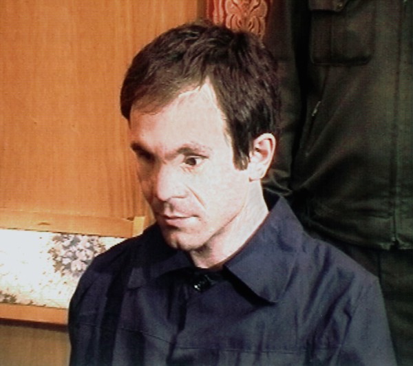 Moscow, russia, december 15 2002: chechen terrorist salman raduyev died in prison in perm region, were he was serving a lifetime term, picture shows salman raduyev during an interrogation at the lefor...