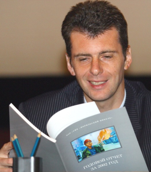 Mikhail prokhorov,  director general and chairman of the board of directors of the russian nickel-producer norilsk nikel company seen during the annual meeting of share holders june 30, 2003.