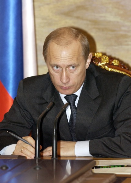 President vladimir putin during the sitting with members of the government in the kremlin, moscow, russia, april 19, 2004.