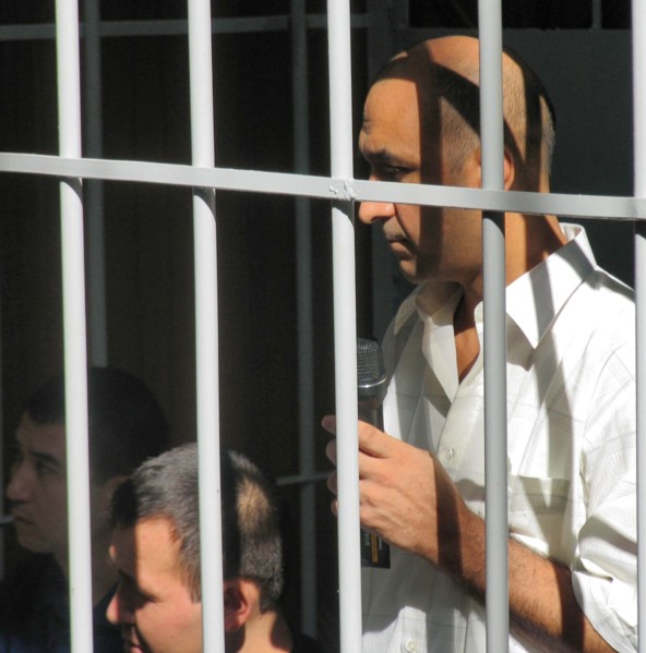 Tashkent, uzbekistan, rebels involved in mass disturbances in andizhan in may, 2005 appear in the supreme court of uzbekistan, the court found them guilty of terrorism, an attempted coup d'etat and un...