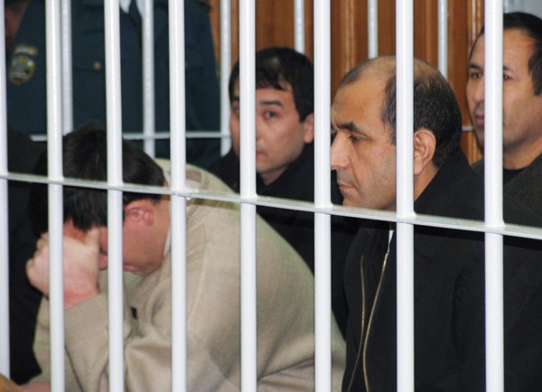 Tashkent, uzbekistan, rebels involved in mass disturbances in andizhan in may, 2005 appear in the supreme court of uzbekistan, the court found them guilty of terrorism, an attempted coup d'etat and un...