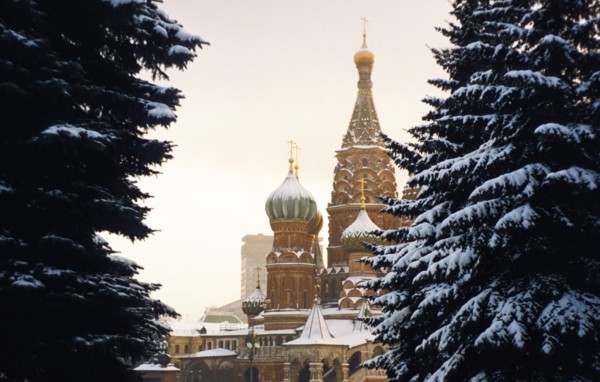 St, basil's cathedral in the evening, in winter, 1990s.