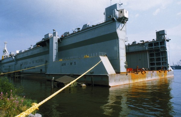 A dry dock at the seaport of st, petersburg, russia, 1990s.