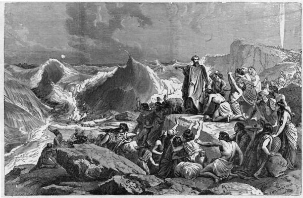 Pharaoh submerged with his army in the Red Sea