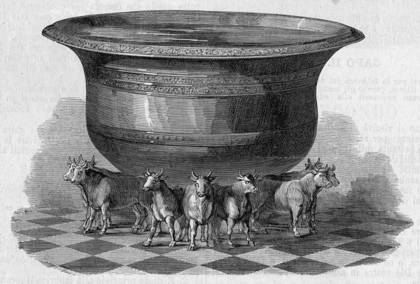 Religion The Holy Bible. Salomon's sea of Bronze supported by twelve bulls