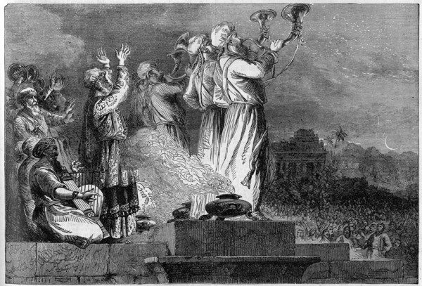 Religion The Holy Bible. Playing the bugle during the New Moon