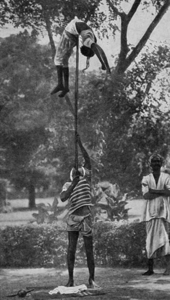 Historical Geography. 1900. India. Acrobats in unstable equilibrium.