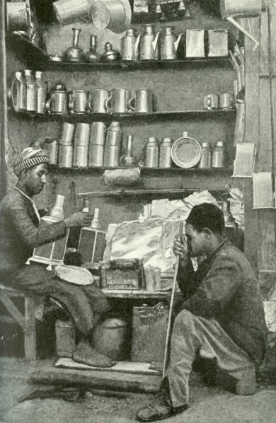 Historical Geography. 1900. Iraq. Amid the clinking cannikins of the tinsmith's shop