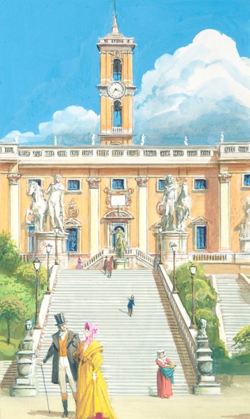Creative illustration serial History of Rome The Capitoline Hill  in 18th century