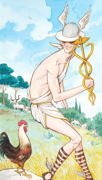 Creative illustration serial Magic. Wizards and Warlocks Mercury mythology