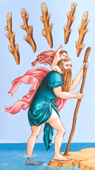Creative illustration Middle Age in tarots. The Hermit.