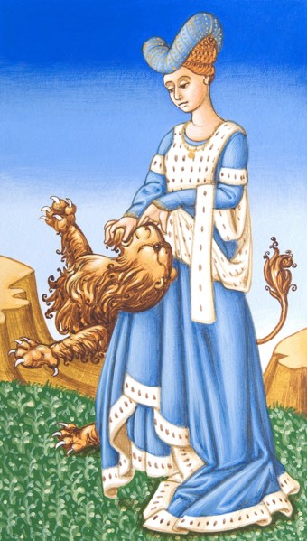 Creative illustration Middle Age in tarots. Force.