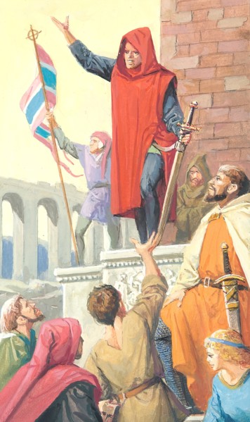 Creative illustration serial History of Rome Middle age: Cola di Rienzo