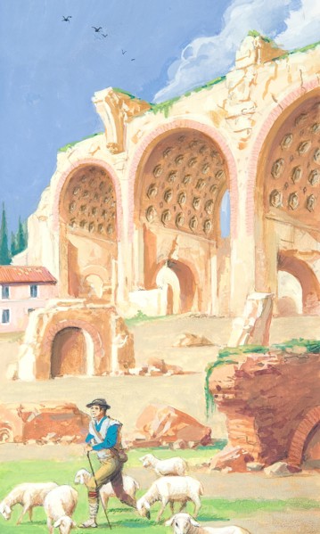 Creative illustration serial History of Rome. Ruins of the ancient Rome