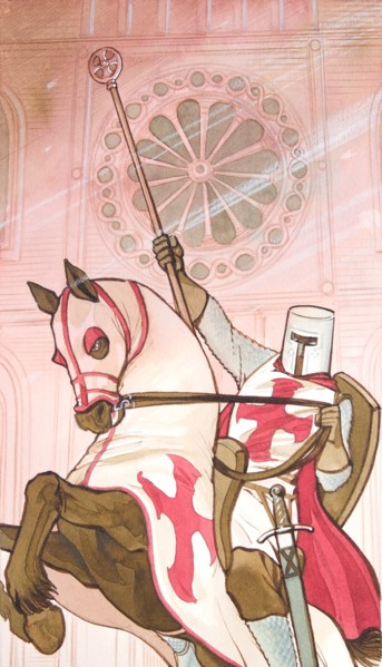 Creative illustration serial Magic. Wizards and Warlocks. The Templar knight execration