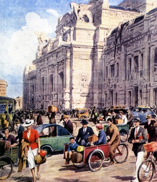 WWII in Italy 1943 Milan bicycle traffic