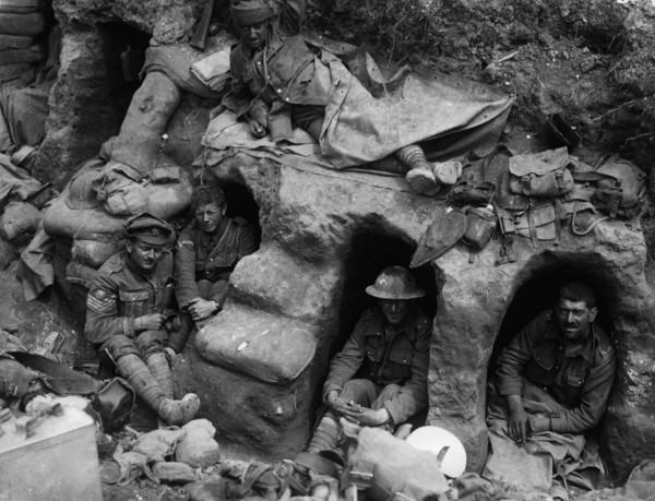 Men of the Border Regiment resting.
