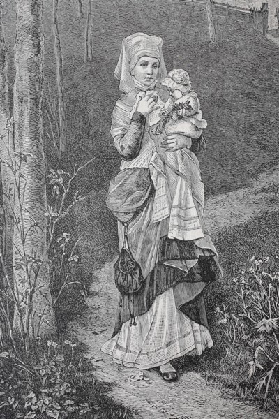 Lonely Woman With Baby On Her Arm