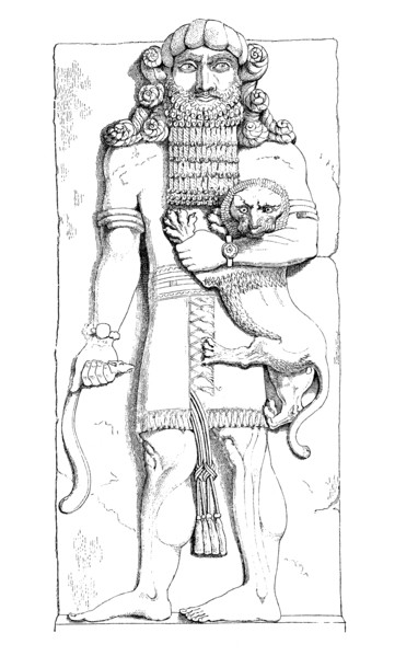 Man With A Lion Relief On The Portal Of Khorsabad