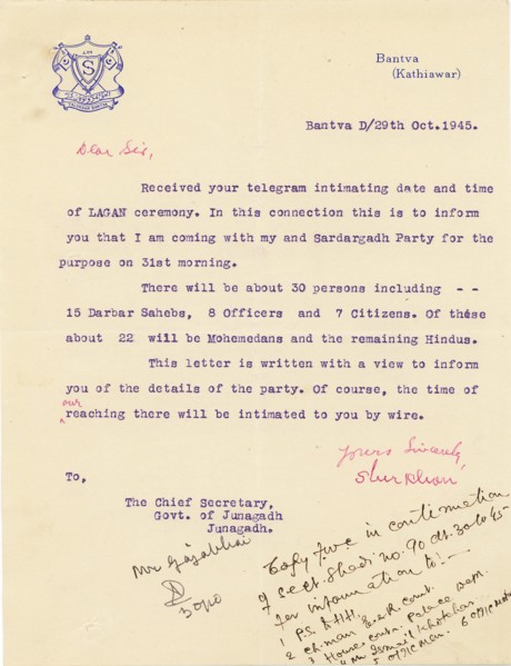 Letter head with royal seal or Coat of Arms 29/x/1945