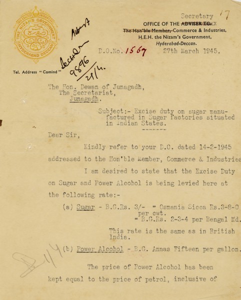 Letter head with royal seal or Coat of Arms27/iii/1945
