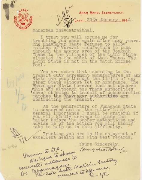 Letter head with royal seal or Coat of Arms 29/i/1944