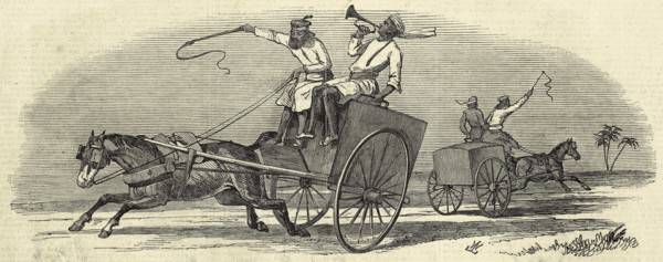 Male Cart in the Northwest of India Post office arrangements for the rapid transport of the Honorable Company's mail along the Grand Trunk Road 19th century