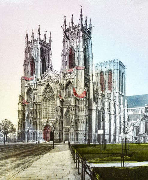 A hand coloured magic lantern slide circa 1900